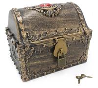 Sscrigno del tesoro，forziere pirati，scrigno del tesoro per bambini，vintage forziere del tesoro bambini，Scrigno del tesoro con lucchetto e chiave，per le feste di caccia al tesoro dei pirati per bambini