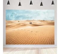 SSCSTS Sfondo fotografico con paesaggio desertico, dune di sabbia, arbusti verdi, alberi, cielo blu, paesaggio naturale, sfondo (1,5 x 0,9 m)