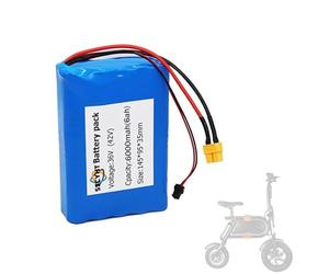 SSCYHT 36v6ah, Batteria al Litio da 36 V 6 Ah, 36 Volt 6000 mAh, Ricambio per Monopattino Elettrico con Motore da 216 W, con connettore XT60 + Porta SM.