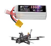 SSCYHT 6S Batteria LiPo 22,2V Batteria al litio 45C Batterie per droni 2600mAh Batterie di ricambio per aeromodelli e alimentazione di backup con porta XH-6S e BMS,22.2v1800mah 45c