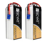 SSCYHT Batteria agli ioni di litio 22,2 V Batteria Lipo 12000 mAh Batterie ricaricabili 12 Ah Batterie di ricambio per drone con porta EC5 per motore 150 W a 270 W,22.2v12000mah 2pack