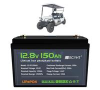 SSCYHT Batteria al litio 12,8 V 100 Ah 150 Ah Batteria LiFePO4 50 Ah Batterie ricaricabili per pannelli solari sedie a rotelle per motori 250 W a 1500 W con BMS e display,12.8v150ah