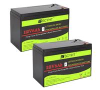 SSCYHT Batteria al litio 12V 6Ah Batteria LiFePO4 6Ah Batterie di ricambio 12V Batterie ricaricabili per motori fino a 80W, adatte a giocattoli elettrici e altro ancora,12v6ah 2pack