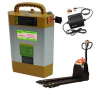 SSCYHT Batteria carrello elevatore elettrico 24V 48V Senza CAN Batteria al litio per transpallet elettrico CBD15JLI2 Batterie LiFePO4 per CBD20JLI2 con BMS,24v28ah square charger