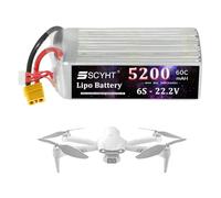SSCYHT Batteria Lipo 22,2 V 6000 mAh 4200 mAh 6500 mAh 7200 mAh 5200 mAh Batteria al litio 6S Batterie per drone per kit motore 50 W a 160 W con connettore a T,22.2v5200mah xt60 u