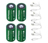 SSCYHT Pacco batteria al litio 1,5 V Batterie ricaricabili 9000 mWh Batterie al litio per luci emergenza, macchinine giocattolo, torce elettriche con cavo di tipo C,1.5v9000mwh 4pack