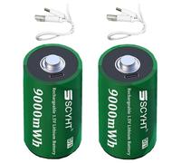SSCYHT Pacco batteria al litio 1,5 V Batterie ricaricabili 9000 mWh Batterie al litio per luci emergenza, macchinine giocattolo, torce elettriche con cavo di tipo C,1.5v9000mwh 2pack
