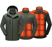 SSDDLZEQ Abbigliamento Termico Giacca riscaldata da Uomo 3 in 1 con Cappuccio Staccabile, Giacca in Pile elettrica, Impermeabile, for Lo Sci all'aperto, Senza Batteria(Vert,4XL(100-105kg))