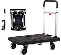 SSDDLZEQ Carrello Pieghevole con Maniglia Regolabile, Carrello con Piattaforma, capacità di carico di 300 libbre, Carrello con pianale, Carrello for Bagagli Portatile