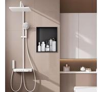 SSDDLZEQ Nicchia doccia da bagno a due livelli in acciaio inossidabile integrata for bottiglie, barattoli e articoli da toeletta Scaffalatura contenitiva(32x32cm)