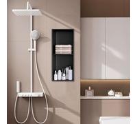 SSDDLZEQ Nicchia doccia da bagno a due livelli in acciaio inossidabile integrata for bottiglie, barattoli e articoli da toeletta Scaffalatura contenitiva(70x28cm)