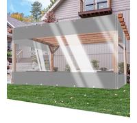 SSFMSF Teloni Trasparente Tenda Terrazzo for Gazebo PVC Telone Plastica Impermeabile con Occhiello, Impermeabile e antivento per gazebo balconi giardini. (H:1.8m*W:3.5m | 500g/m²) Grigio+Trasparente