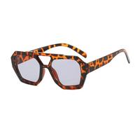 SSFVTTL Occhiali da sole vintage con lenti poligonali irregolari UV400 da uomo (grigio chiaro leopardato)