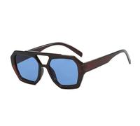 SSFVTTL Occhiali da sole vintage con lenti poligonali irregolari UV400 da uomo (marrone blu)