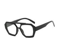 SSFVTTL Occhiali da sole vintage con lenti poligonali irregolari UV400 da uomo (neri trasparenti)