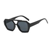 SSFVTTL Occhiali da sole vintage con lenti poligonali irregolari UV400 da uomo (nero grigio)