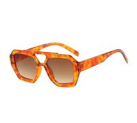 SSFVTTL Occhiali da sole vintage con lenti poligonali irregolari UV400 da uomo (sfumatura color tè ambra)