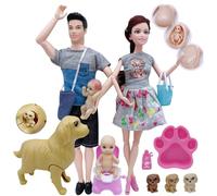 Ssguopte Famiglia della casa delle Bambole, Bambola Incinta con Bambino e papà e Animale Domestico, Giocattoli per Bambini per Bambini imitativi