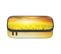 SSGVLPTO Dreamlike Sunset Of A Sunflower Field stampa cancelleria organizer, doppia zip grande matita sacchetto, astuccio portatile matita