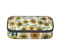 SSGVLPTO Romantico girasoli stampa cancelleria organizer, doppia zip grande matita sacchetto, portamatite portatile