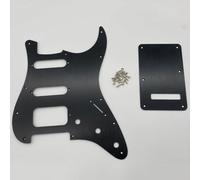 SSH - Battipenna per chitarra elettrica a 11 fori e piastra posteriore in alluminio nero anodizzato stile moderno per Fender Stati Uniti e Messico standard Stratocaster stile moderno