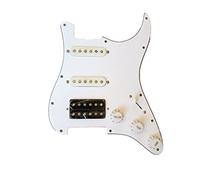SSH Loaded Strat Pickguard Set Alnico 5 Pickups Battipenna a 3 strati per Fender Stratocaster (bianco)