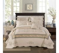 SSHFFDD Copriletto Trapuntato Boutis Couvre Lit Coton Doux Ricamato Copriletto Stampato con federe Coordinate - Set di Biancheria da Letto di Lusso Couvre Lit Matelassé(304x299cm)