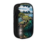 SSIMOO Astuccio in tessuto Oxford bianco con margherite, con cerniera, ideale per viaggi, bello e funzionale, Isole Norvegia, Taglia unica