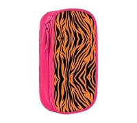 SSIMOO Astuccio in tessuto Oxford con motivo a righe tigrate, con cerniera, ideale per viaggi, bello e funzionale, Motivo arancione a strisce tigrate1, Taglia unica