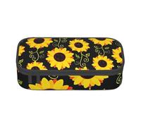 SSIMOO Astuccio per cancelleria spazioso con motivo floreale con cane, in tessuto Oxford, borsa portaoggetti da scrivania, astuccio carino, Grazioso girasole., Taglia unica