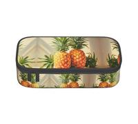 SSIMOO Astuccio portapenne in tessuto Oxford con rosa rossa su pianoforte, grande capacità, organizer portatile con cerniera, Pittura ananas 1, Taglia unica
