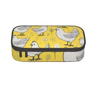 SSIMOO Astuccio spazioso per cancelleria con motivo di lotu asiatico, astuccio in tessuto Oxford, borsa portaoggetti da scrivania, astuccio carino, Pollo giallo, Taglia unica