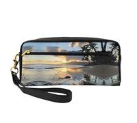 SSIMOO Beauty case da viaggio con stampa farfalla viola per lo stile on-the-go per riporre cosmetici ed elementi essenziali di bellezza, Spiaggia Hawaii, Taglia unica