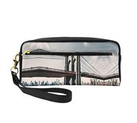 SSIMOO Borsa di trucco di viaggio della stampa delle foglie rosse di autunno per lo stile on-the-go per la memorizzazione di cosmetici ed elementi essenziali di bellezza, Ponte di Brooklyn S, Taglia