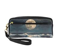 SSIMOO Borsa di trucco di viaggio della stampa geometrica astratta per lo stile on-the-go per la memorizzazione dei cosmetici e degli elementi essenziali di bellezza, Luna E Mare, Taglia unica