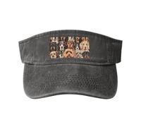 SSIMOO Cappellino in denim lavato in cotone chic con stampa di cani con tesa curva per corsa e tennis, Motivo cani, One Size-L