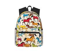 SSIMOO Carino Conigli Stampa Leisure Zaino Da Viaggio Per All'aperto, Il Must-Have Per Avventura Viaggio, Cavalli colorati dei cartoni animati, One Size, Zaini da viaggio