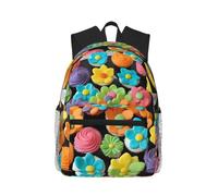 SSIMOO Carino Conigli Stampa Leisure Zaino Da Viaggio Per All'aperto, Il Must-Have Per Avventura Viaggio, Cupcakes colorati Rainbow Flower Cake1, One Size, Zaini da viaggio