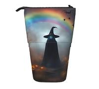 SSIMOO Coastal Pier Organizer estensibile di stoccaggio,Caso di cancelleria regolabile verticale,Forniture per ufficio con cerniera, Cappello da strega fantasma arcobaleno per Halloween, Taglia unica,