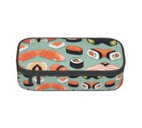 SSIMOO Dew Rose - Astuccio portamatite in tessuto Oxford, grande capacità, organizer per cancelleria, astuccio portatile con cerniera, Delizioso Sushi 1, Taglia unica