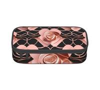 SSIMOO Due cavalli spazioso sacchetto di cancelleria-Oxford panno matita caso, scrivania Storage Bag,Cute Pencil Case, Sfondi con motivo oro rosa., Taglia unica