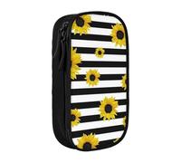 SSIMOO Elegante astuccio in tessuto Oxford con girasoli, con cerniera, ideale per viaggi, bello e funzionale