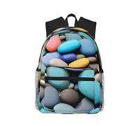 SSIMOO Grazioso zaino per il tempo libero con stampa di foglie di palma verdi il tuo compagno di viaggio ideale, un must per i viaggi all'aperto, Ciottoli colorati, One Size, Zaini da viaggio