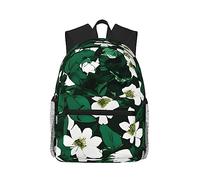 SSIMOO Husky - Zaino per il tempo libero, alla moda, con stampa cane, perfetto compagno di viaggio, un must per i viaggi all'aria aperta, Motivo Petali Floreali Verde Cacciatore, taglia unica, Zaini