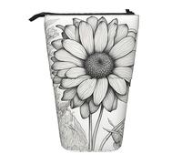 SSIMOO Mermaid Fish Scale Stampa Estensibile Storage Organizer,Caso di cancelleria regolabile verticale,Forniture per ufficio con cerniera, Fiore disegnato a mano 1, Taglia unica, Valigia