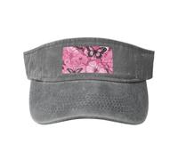 SSIMOO Red Butterfly Seamless Tile Print Chic Cotton Washed Denim Cap con un bordo curvo per corsa e tennis, Red Butterfly Seamless Tile, One Size-L