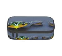 SSIMOO Tre girasoli su legno Oxford tessuto matita case-grande capacità cancelleria organizer, astuccio portatile con cerniera penna, Vari tipi di esche da pesca, Taglia unica