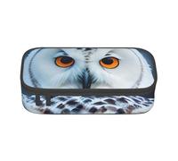 SSIMOO Tre girasoli su legno Oxford tessuto matita case-grande capacità cancelleria organizer, astuccio portatile con cerniera penna, Occhi di gufo innevato, Taglia unica