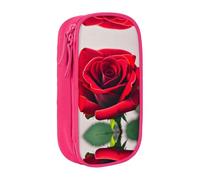 SSIMOO Un astuccio in tessuto Oxford con rosa rossa, con cerniera, ideale per viaggi, bello e funzionale, Una Rosa Rossa 1, Taglia unica