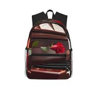 SSIMOO Zaino da viaggio per il tempo libero con stampa di conchiglie stelle marine zaino da viaggio per attività all'aperto, imperdibile per viaggi avventurosi, Rosa rossa su Piano2, One Size, Zaini